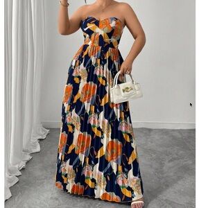 Floral Strapless Maxi Dress